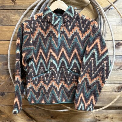 Girls Rock& Roll 1/4 Zip Sherpa Pullover-Aztec