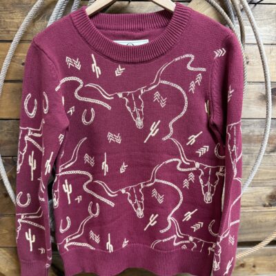 Womens Outback Ainsley Sweater-Wine/Tan