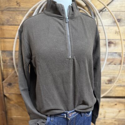 Womens Dylan 1/4 Zip Pullover-Dark Brown