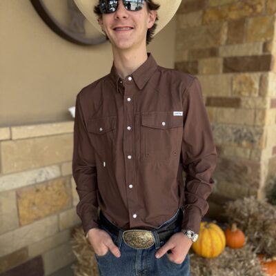 Saddle Rags L/S Performance Pearl Snap-Perforated Brown