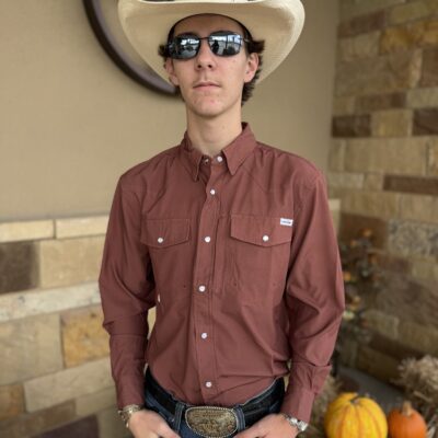 Saddle Rags L/S Performance Pearl Snap-Perforated Rust