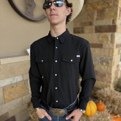 Saddle Rags L/S Performance Pearl Snap-Perforated Black