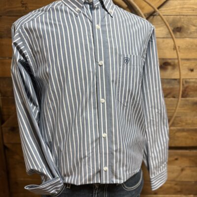 Mens Ariat Pro Series Classic L/S  Button Down-Banker Stripe