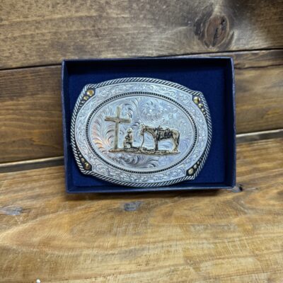 Montana Silversmiths Praying Cowboy Buckle-Silver/Gold