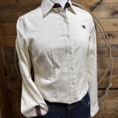 Womens Cinch L/S Button Down - Cream Stripe
