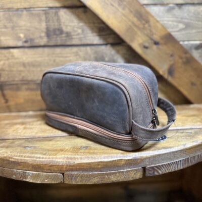 Challenger Leather Toiletry Bag - Dark Brown Leather