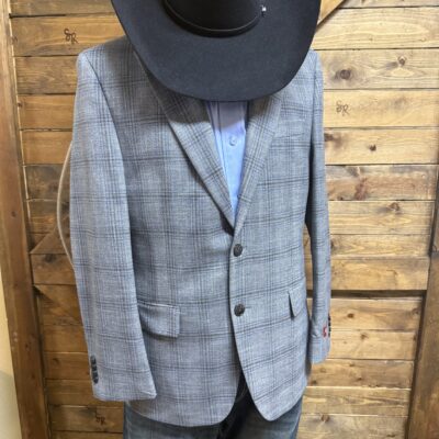 Mens Hooey Sport Coat-Grey/Blue Plaid