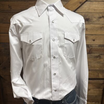 Mens Circle S L/S Pearl Snap Western Shirt-Dress White