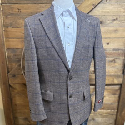 Mens Hooey Sport Coat-Brown/Navy Large Plaid