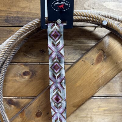 Challenger Beaded Hat Band-White/Gold/Purple