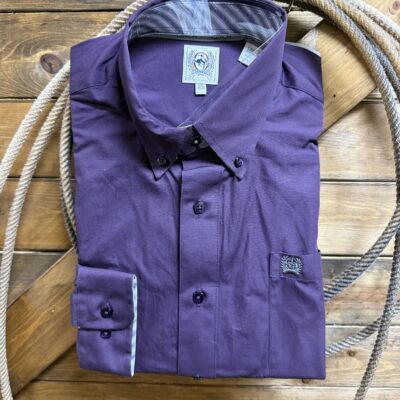 Mens Cinch Classic L/S Button Down-Solid Dark Purple(Eggplant)