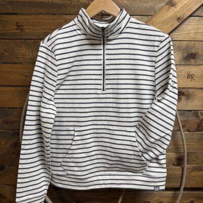 Womens Cinch 1/4 Zip Pullover-Grey Stripe