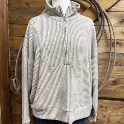 Womens Dylan Hampton 1/2 Zip Pullover-Heather Oatmeal
