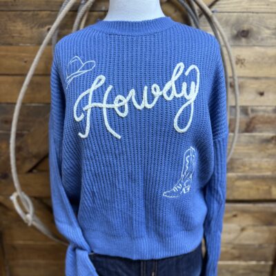 Womens Ee:some Howdy Sweater-Denim Blue