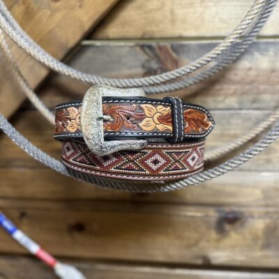 Mens Twisted X Brown Beaded Belt
